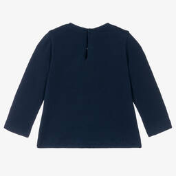 Mayoral-Girls Navy Blue Cotton Jersey Top | Childrensalon Outlet
