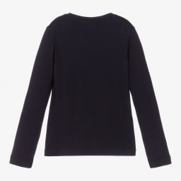 Mayoral-Girls Navy Blue Cotton Top | Childrensalon Outlet