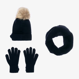 Mayoral-Синий трикотажный комплект с шапкой | Childrensalon Outlet