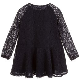 Mayoral-Girls Navy Blue Lace Dress | Childrensalon Outlet