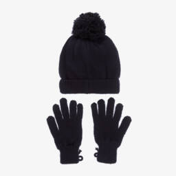 Mayoral-Girls Navy Floral Knit Accessory Set | Childrensalon Outlet