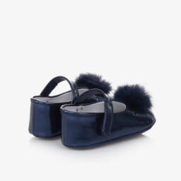 Mayoral Newborn-Girls Navy Pom-Pom Baby Shoes | Childrensalon Outlet