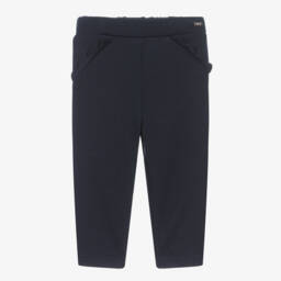 Mayoral-Girls Navy Scalloped Jersey Trousers | Childrensalon Outlet