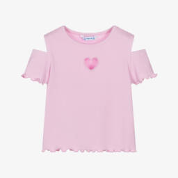 Mayoral-Футболка с открытыми плечами розовая для девочек | Childrensalon Outlet