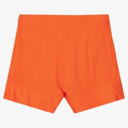 Mayoral-Оранжевые льняные шорты для девочек | Childrensalon Outlet