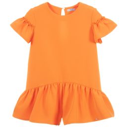 Mayoral Girls Red Ruffle Playsuit Childrensalon Outlet
