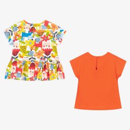 Mayoral-Оранжевые футболки для девочек (2шт.) | Childrensalon Outlet
