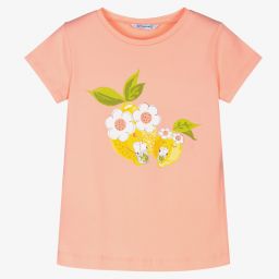 Mayoral-Розовая футболка с фруктами для девочек | Childrensalon Outlet