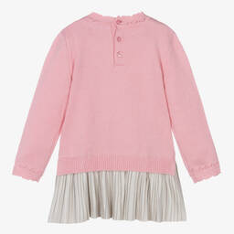 مايورال-فستان مزيج فيسكوز بكسرات لون زهري وبيج | Childrensalon Outlet