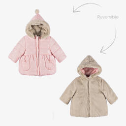 Mayoral-Розово-бежевая двусторонняя куртка | Childrensalon Outlet