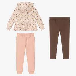 مايورال-بدلة رياضية قطن جيرسي لون زهري وبيج للبنات | Childrensalon Outlet