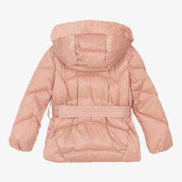 Mayoral-Розовый пуховик с поясом для девочек | Childrensalon Outlet