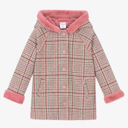TODAYFUL＿Over Check Coat (KIDS) Mayoral - Girls Pink & Blue Check Coat | Childrensalon Outlet