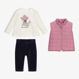 Mayoral-طقم ليغنغز أطفال بناتي جيرسي لون زهري وكحلي | Childrensalon Outlet