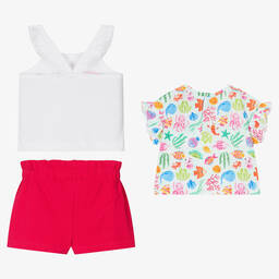 Mayoral-Girls Pink & Blue Mermaid Shorts Set | Childrensalon Outlet