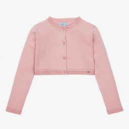 مايورال-كارديغان بوليرو قطن محبوك لون زهري للبنات | Childrensalon Outlet