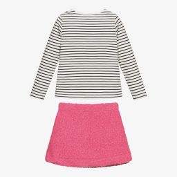 Mayoral-Girls Pink Bouclé Skirt Set | Childrensalon Outlet