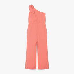 Mayoral-Girls Pink Bow Crêpe Jumpsuit | Childrensalon Outlet