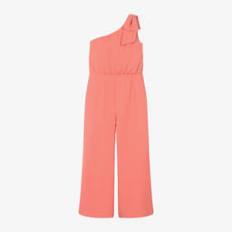 Mayoral-Girls Pink Bow Crêpe Jumpsuit | Childrensalon Outlet