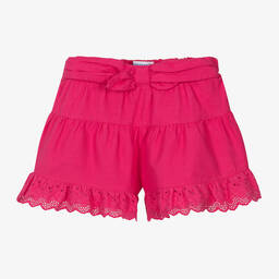 Mayoral-Girls Pink Broderie Anglaise Shorts | Childrensalon Outlet