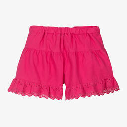 Mayoral-Girls Pink Broderie Anglaise Shorts | Childrensalon Outlet