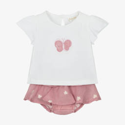 Mayoral Newborn-طقم تنورة وردية للبنات مزينة بالفراشات | Childrensalon Outlet