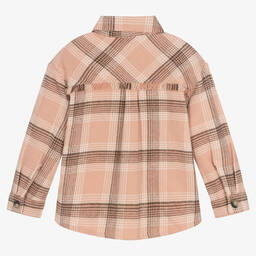 Mayoral-Розовая фланелевая куртка-рубашка в клетку | Childrensalon Outlet