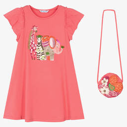 Mayoral-Розовое хлопковое платье и сумочка | Childrensalon Outlet
