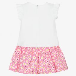 Mayoral-Girls Pink Cotton Floral Dress | Childrensalon Outlet