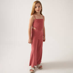 مايورال-جمبسوت قطن جيرسي مضلع لون زهري للبنات | Childrensalon Outlet