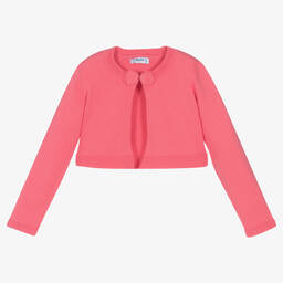 Mayoral-Girls Pink Cotton Knit Cardigan | Childrensalon Outlet