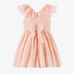 Mayoral-Girls Pink Cotton & Lace Dress | Childrensalon Outlet