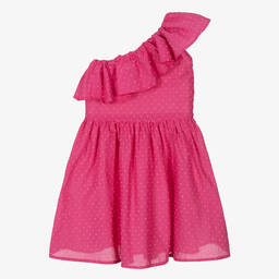 Mayoral-Girls Pink Cotton Ruffle Dress | Childrensalon Outlet