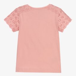 Mayoral-Розовая хлопковая футболка для девочек | Childrensalon Outlet