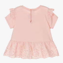 Mayoral-Розовая хлопковая футболка | Childrensalon Outlet