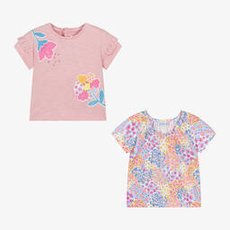 Mayoral-Girls Pink Cotton T-Shirts (2 Pack) | Childrensalon Outlet