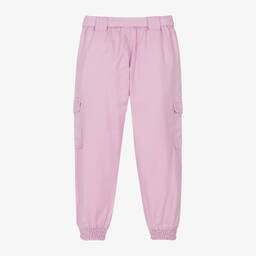 Mayoral-Girls Pink Cotton Twill Cargo Trousers | Childrensalon Outlet