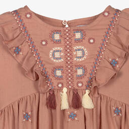 Mayoral-Розовое платье из хлопкового твила для девочек | Childrensalon Outlet