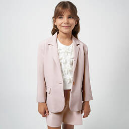 Mayoral-Girls Pink Crêpe Blazer | Childrensalon Outlet