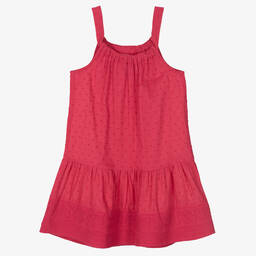 Mayoral-Girls Pink Embroidered Cotton Dress | Childrensalon Outlet