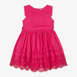 Mayoral-Girls Pink Embroidered Cotton Dress | Childrensalon Outlet