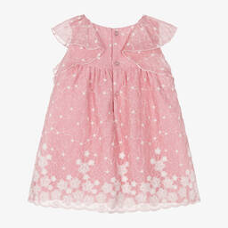 Mayoral-Girls Pink Embroidered Floral Chiffon Dress | Childrensalon Outlet