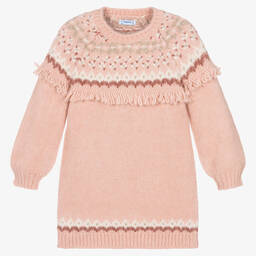 Mayoral-فستان مزيج أكريليك محبوك لون زهري | Childrensalon Outlet