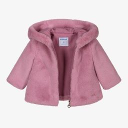Mayoral-Girls Pink Faux Fur Coat | Childrensalon Outlet