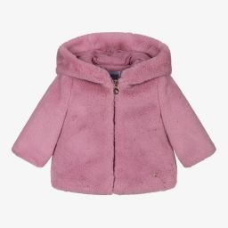 Mayoral-Girls Pink Faux Fur Coat | Childrensalon Outlet