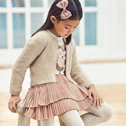 Mayoral-Розовая плиссированная юбка из искусственной замши | Childrensalon Outlet