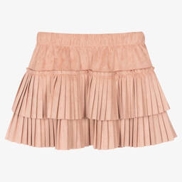 Mayoral-Розовая плиссированная юбка из искусственной замши | Childrensalon Outlet
