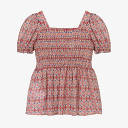 Mayoral-Розовая блузка в цветочек для девочек | Childrensalon Outlet