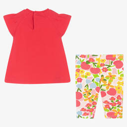 مايورال-طقم ليغنغز قطن مستدام لون زهري بطبعة ورود | Childrensalon Outlet