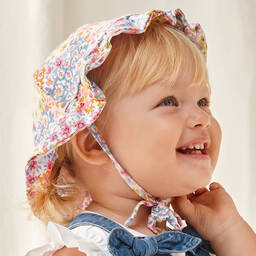 Mayoral-Girls Pink Floral Cotton Sun Hat | Childrensalon Outlet